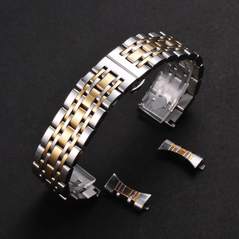 Solid Stainless Steel Watch Band for TISSOT, Omega, Seiko – 16mm to 24mm – Butterfly Buckle