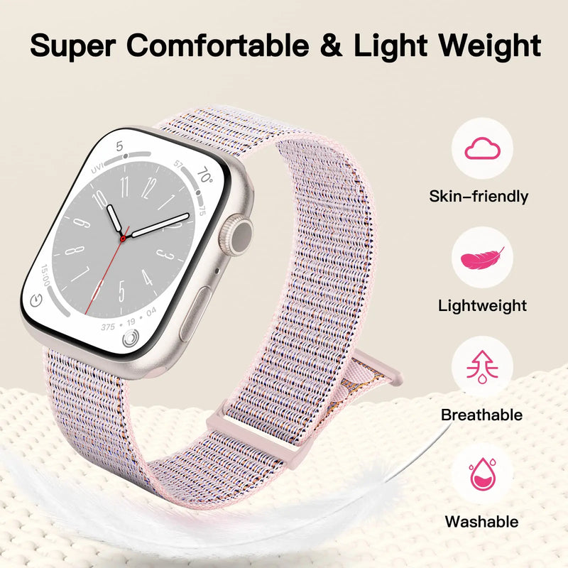 Nylon Loop Strap for Apple, Watch Sport Band Bracelet for Series Ultra 8/7/6, SE, 5, 4, 38mm to 49mm