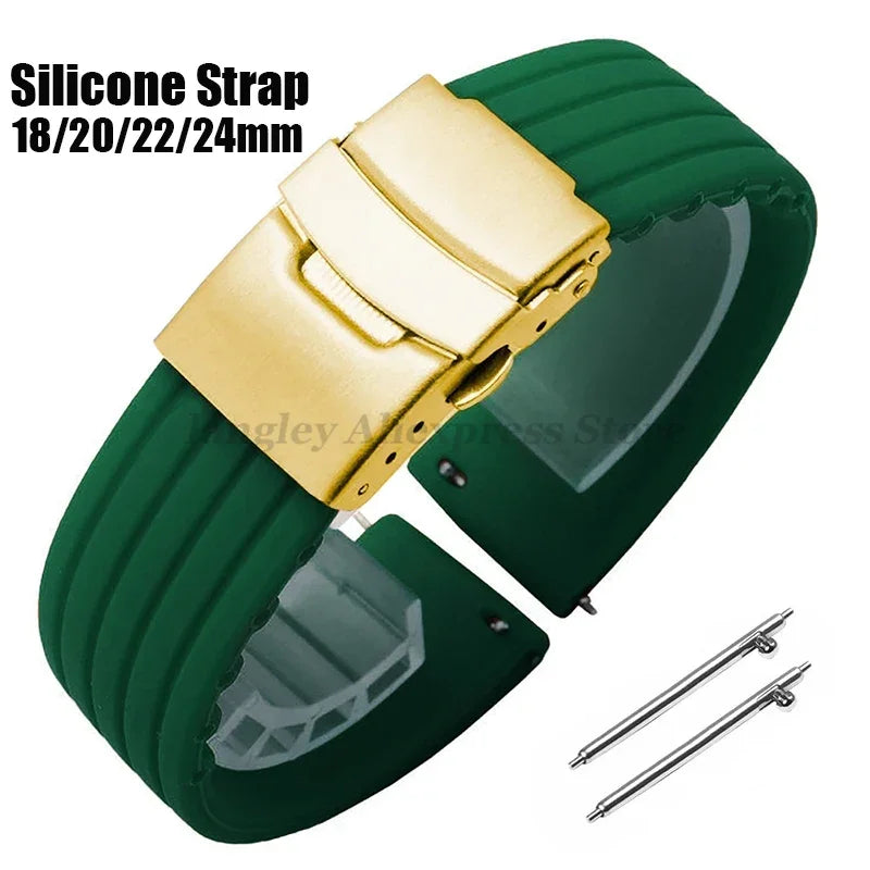 8mm 20mm 22mm 24mm Quick Release Silicone Watchband for Huawei, Fossil, Seiko & More