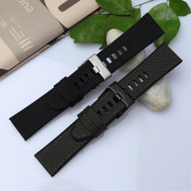 Canvas Silicone Watch Strap for Diesel DZ4500, DZ4506, DZ7420, DZ4318 - 24mm, 26mm, 28mm