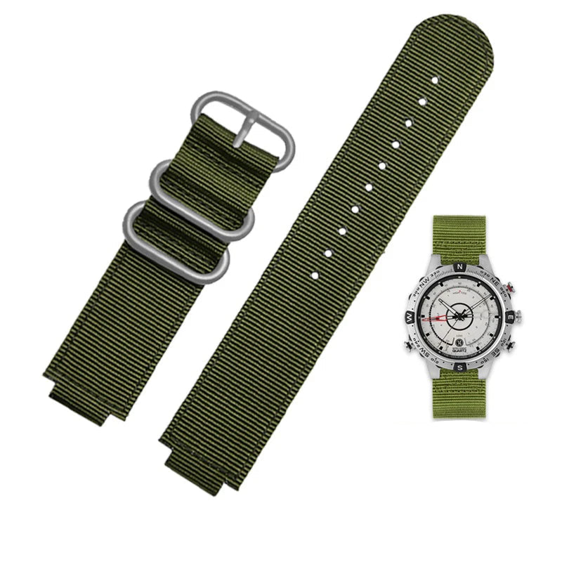 Waterproof Canvas Watchband for TIMEX T2N720, T2N721, TW2R55500 - 24*16mm Sports Strap