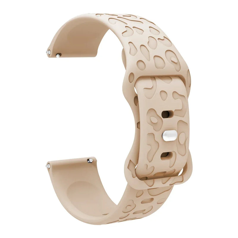 18mm 20mm 22mm Engraved Leopard Silicone Strap for Samsung Galaxy Watch, Huawei GT, Amazfit GTR