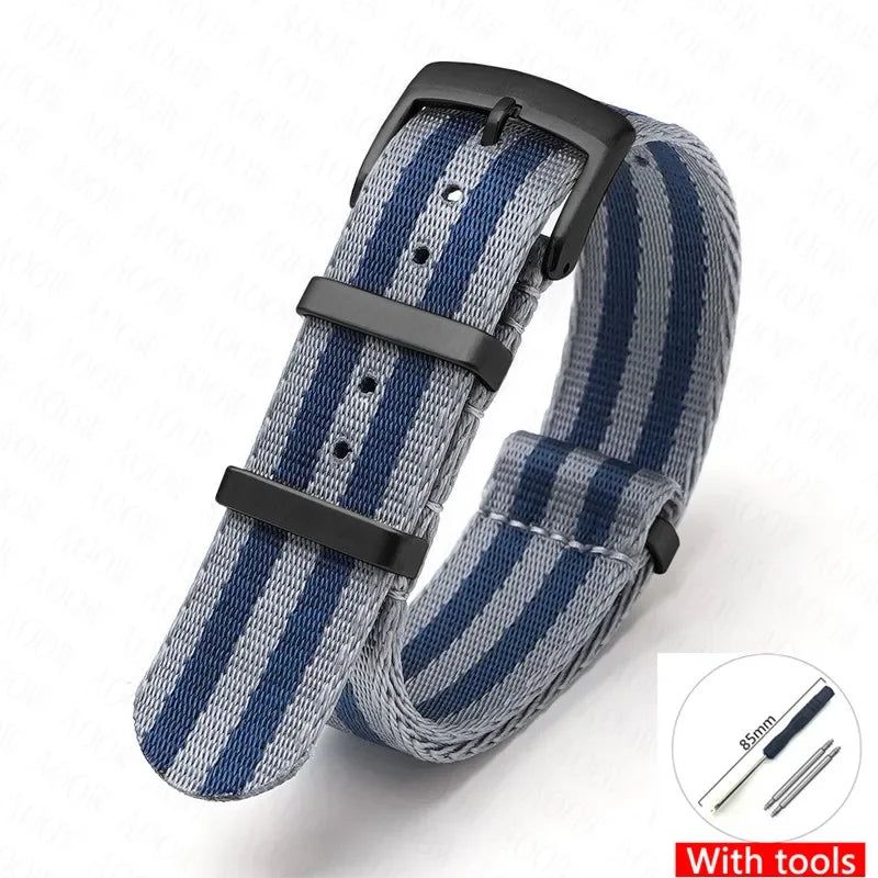 Soft Nylon Strap for Omega Seamaster 007 & Seiko Prospex - Military Canvas Watch Band