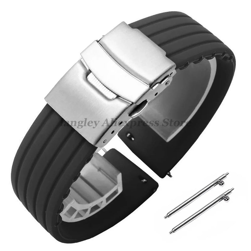 8mm 20mm 22mm 24mm Quick Release Silicone Watchband for Huawei, Fossil, Seiko & More