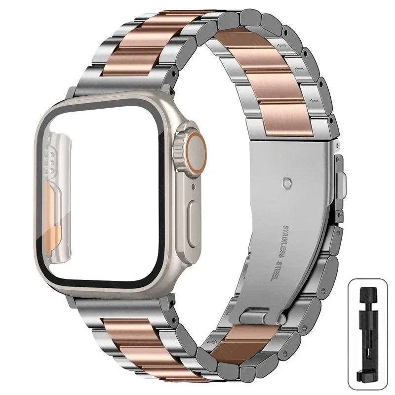 Stainless Steel Strap + Ultra Case for Apple Watch Series 4-9 (40mm-45mm)