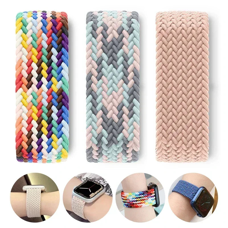 Braided Nylon  Solo Loop Strap for Apple Watch, Series 9, 8, SE, 7, 6, 5, 4, 3, Ultra (38mm to 49mm)