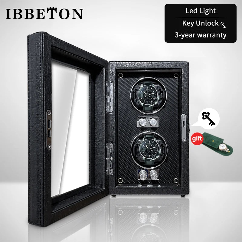 IBBETON Wooden Watch Winder Case, 2/4/6 Slots, Mabuchi Motor, Luxury Storage