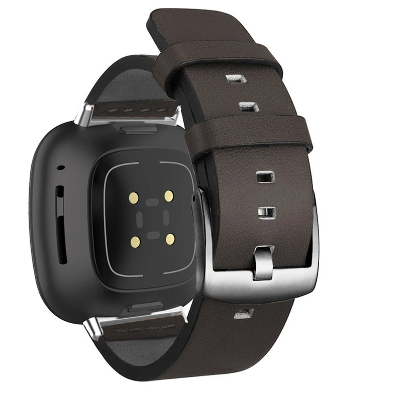 Leather Strap for Fitbit Versa 2/Lite/3/4/Sense, Pin Buckle Smartwatch Band