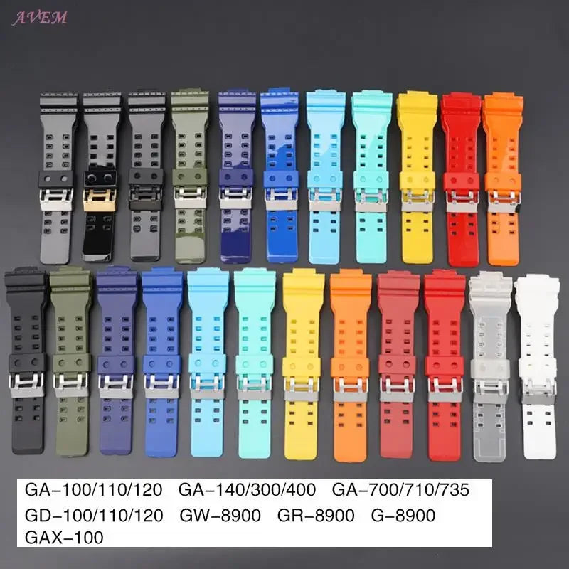 16mm Silicone Strap for Casio G-SHOCK GA-100/110/200 GD-100 GW-8900, TPU Band