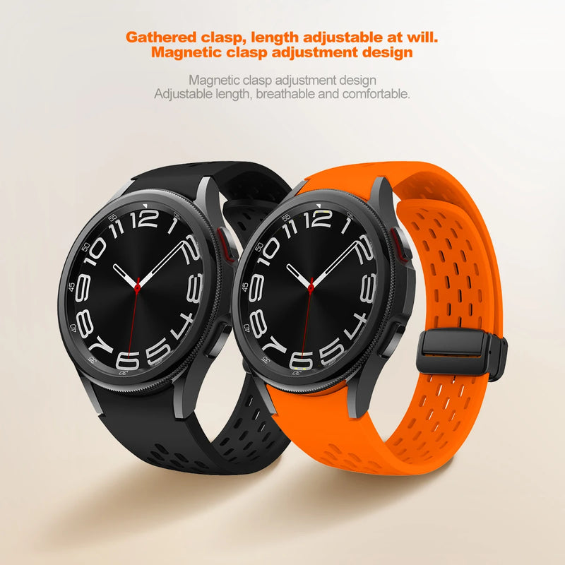 Silicone Strap for Samsung Galaxy Watch 7, 6, 5, 4 – 40mm, 44mm, 5 Pro 45mm, Magnetic Buckle Band