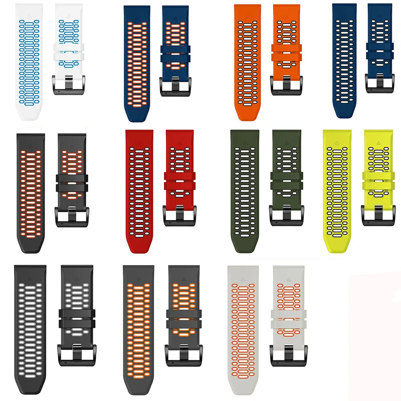 QuickFit Silicone Watch Strap 26mm & 22mm for Garmin Instinct 2X, Fenix 6X, 7X, 5X, 5 Plus