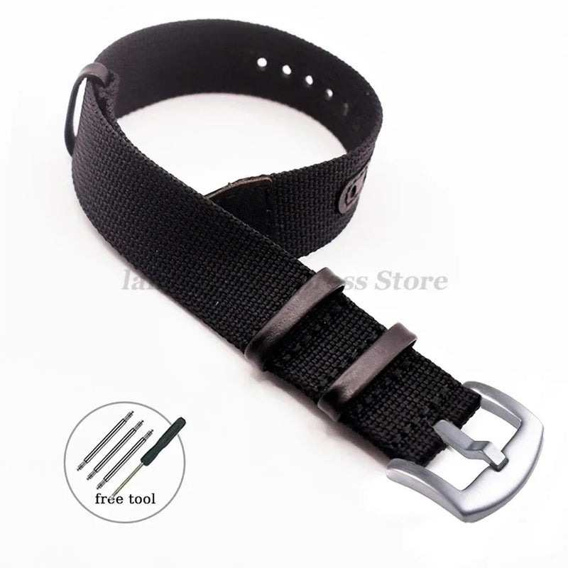 Canvas Nylon Leather Watch Strap for Seiko, Omega, Hamilton - 20mm & 22mm Replacement Wristband