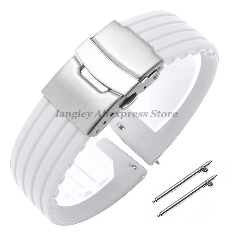 8mm 20mm 22mm 24mm Quick Release Silicone Watchband for Huawei, Fossil, Seiko & More