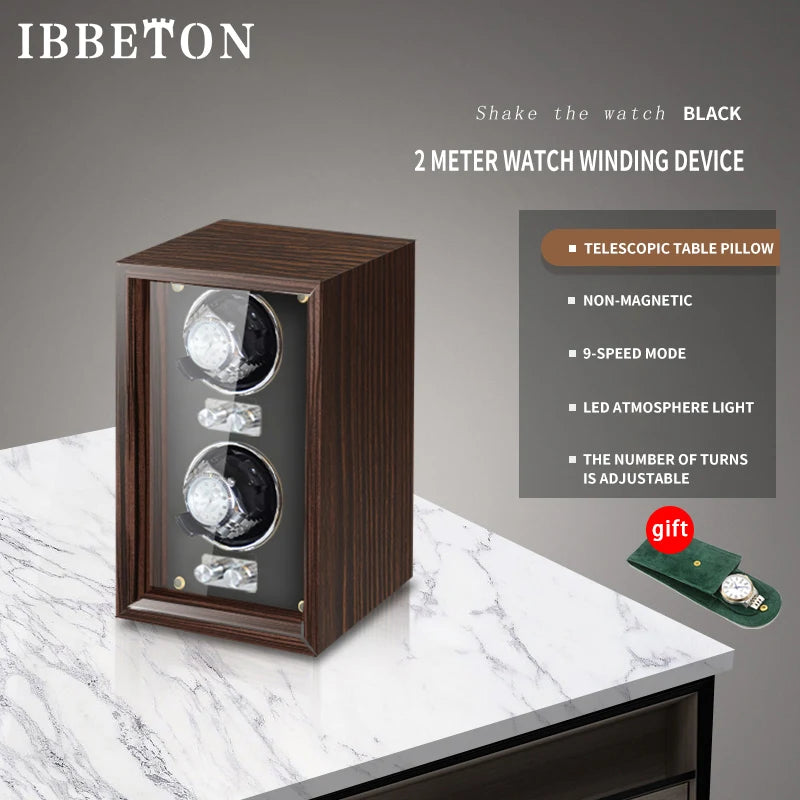 IBBETON Wooden Watch Winder Case, 2/4/6 Slots, Mabuchi Motor, Luxury Storage