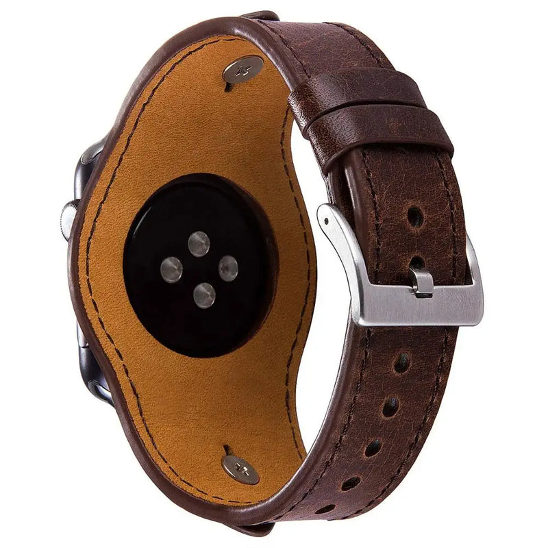 Leather Cuff Bracelet for Apple Watch 9/8/7/6/SE/3/Ultra 2, 38mm/40mm/41mm/42mm/44mm/45mm/49mm