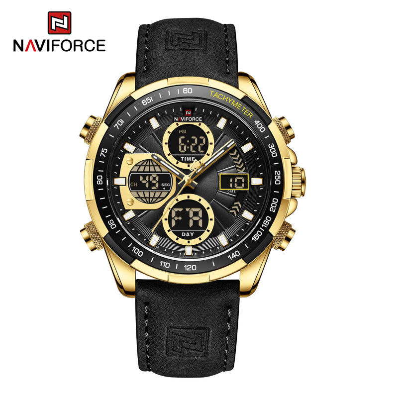 NAVIFORCE NF9197 Mens Luxury Quartz Watch, Chronograph, Leather or Steel, 46mm, Waterproof