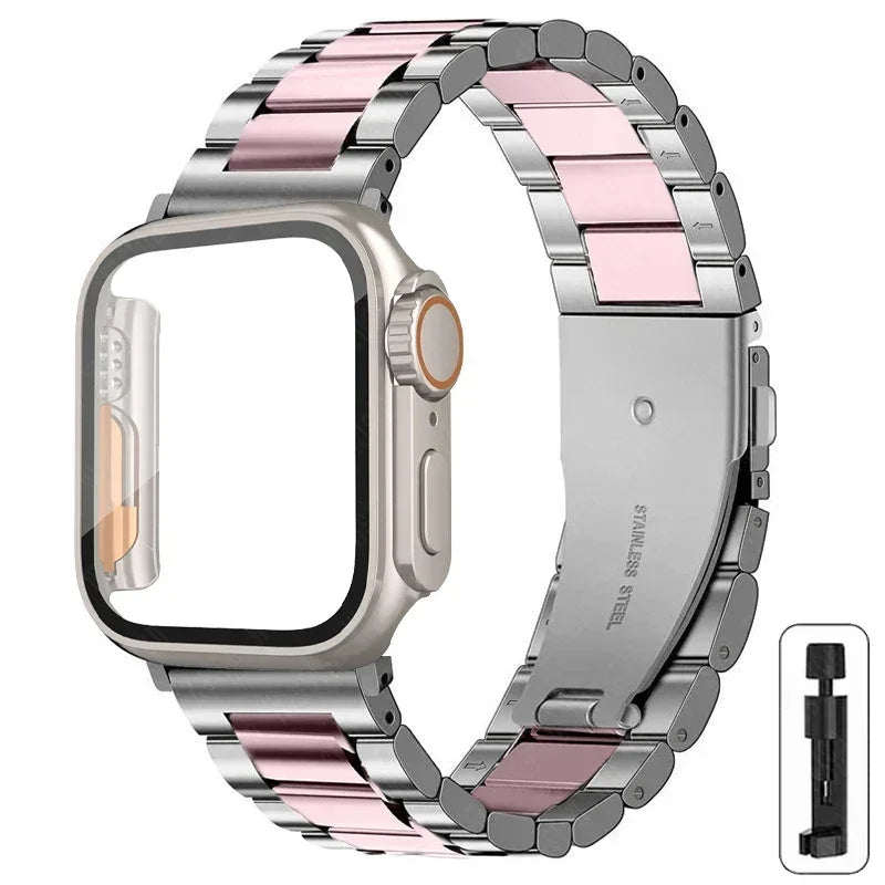 Stainless Steel Strap + Ultra Case for Apple Watch Series 4-9 (40mm-45mm)