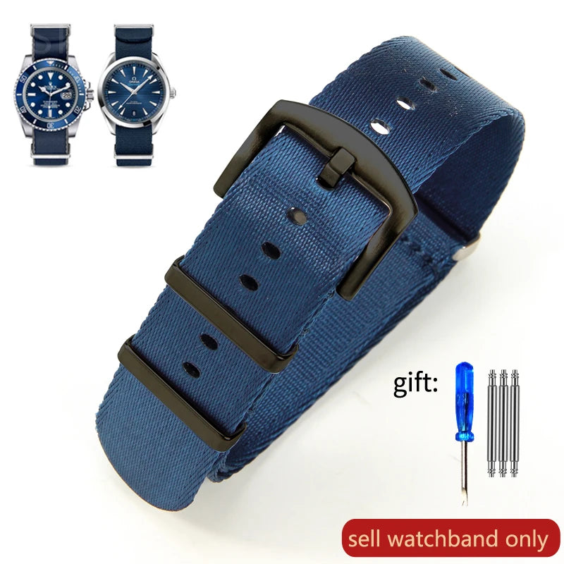 Breathable Soft Nylon Watchband – 20mm & 22mm Strap for Omega, Longines, Seiko, Casio, Mido