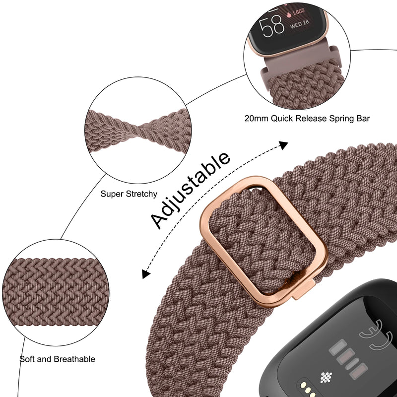 Elastic Braided Loop Band for Fitbit Versa 1/2/Lite/Special Edition