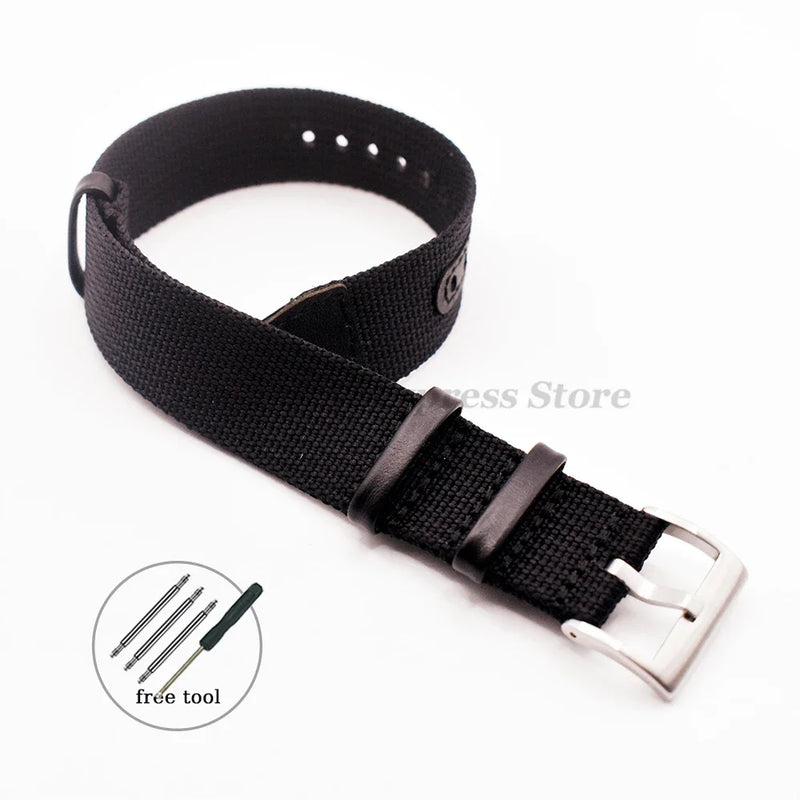 Canvas Nylon Leather Watch Strap for Seiko, Omega, Hamilton - 20mm & 22mm Replacement Wristband