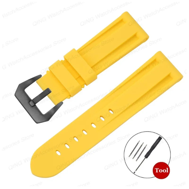 Silicone Watch Strap for Panerai, Omega, Casio – 20mm, 22mm, 24mm, 26mm Band with Metal Pin Buckle