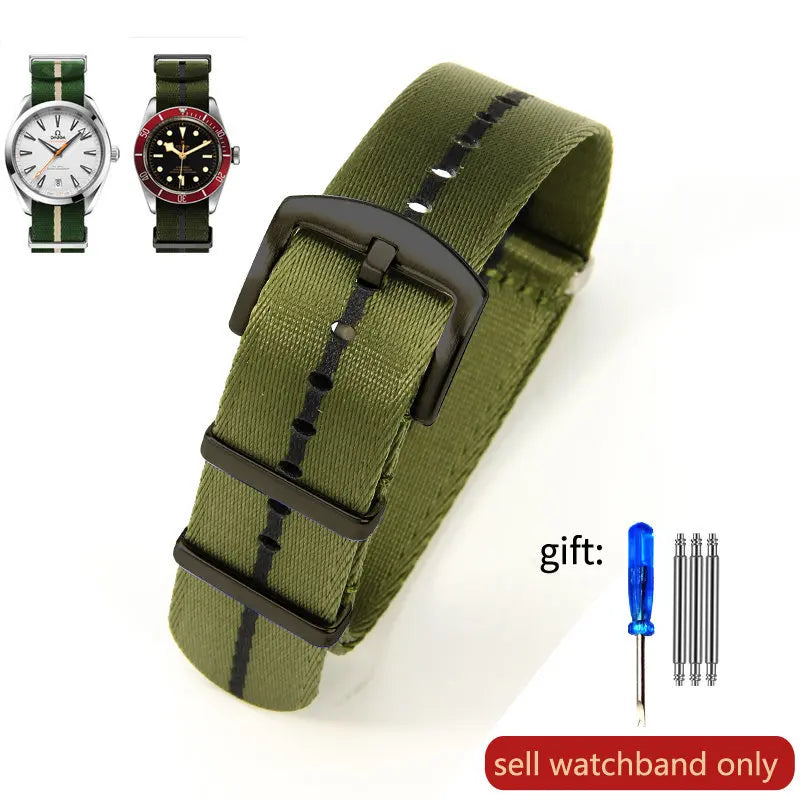 Breathable Soft Nylon Watchband – 20mm & 22mm Strap for Omega, Longines, Seiko, Casio, Mido