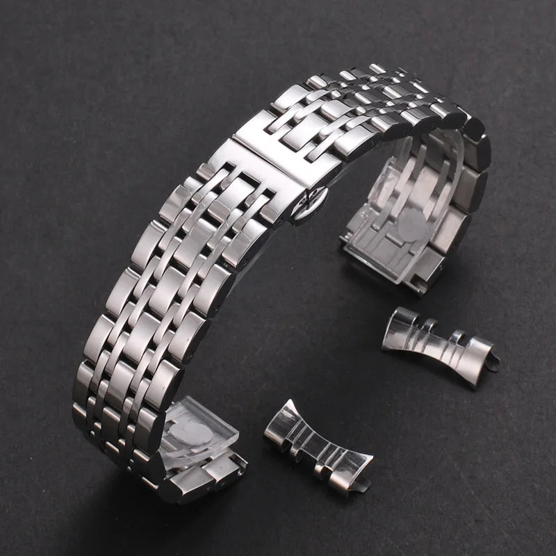 Solid Stainless Steel Watch Band for TISSOT, Omega, Seiko – 16mm to 24mm – Butterfly Buckle