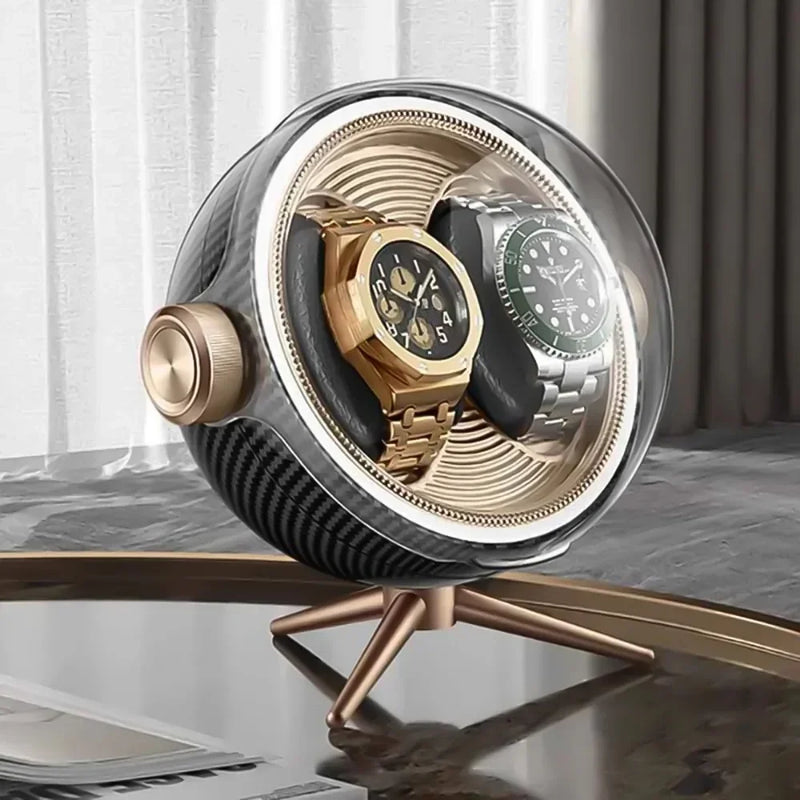 Luxury Automatic Watch Winder, Silent, Anti-Magnetic, LED, 15cm Storage