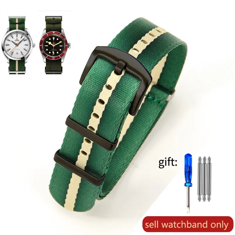 Breathable Soft Nylon Watchband – 20mm & 22mm Strap for Omega, Longines, Seiko, Casio, Mido