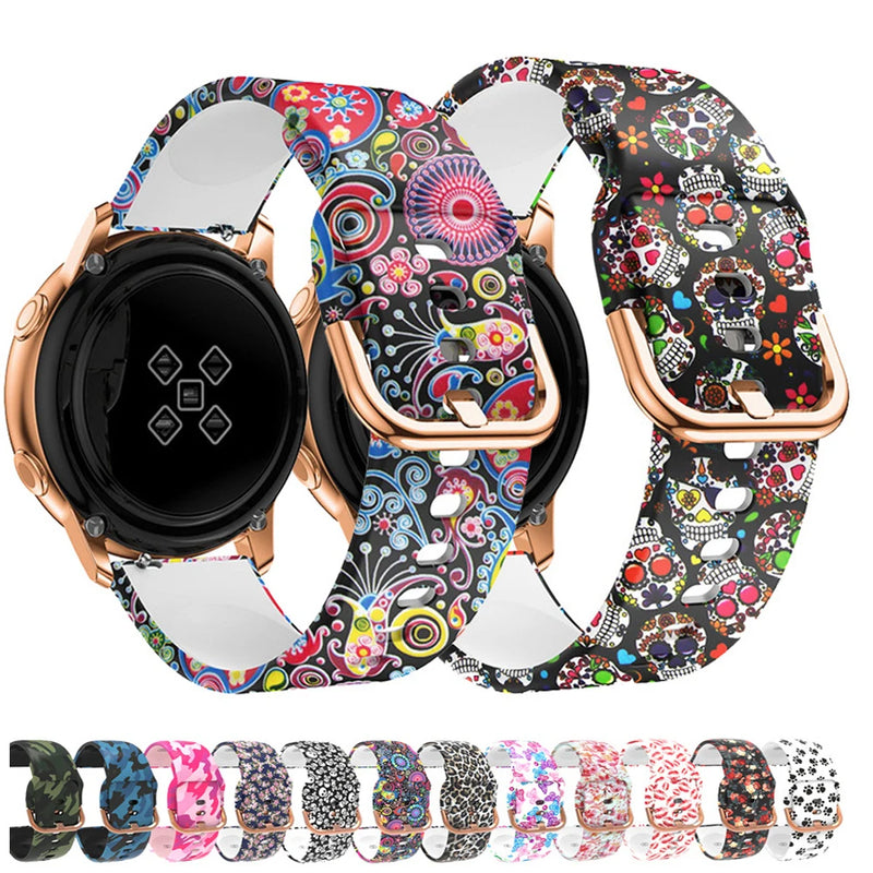 20mm 22mm Graffiti Style Silicone Strap for Samsung Galaxy Watch, Gear S3, Amazfit, and Huawei