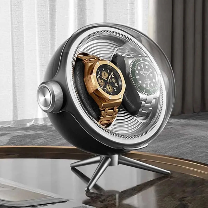 Luxury Automatic Watch Winder, Silent, Anti-Magnetic, LED, 15cm Storage