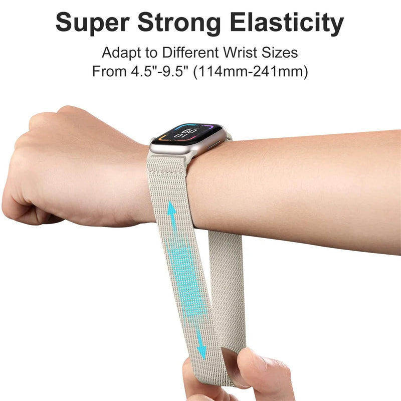 Elastic Nylon Band straps for Apple (38mm, 40mm to 45mm, 49mm)Series 3 to Series 10, Ultra 2, and SE