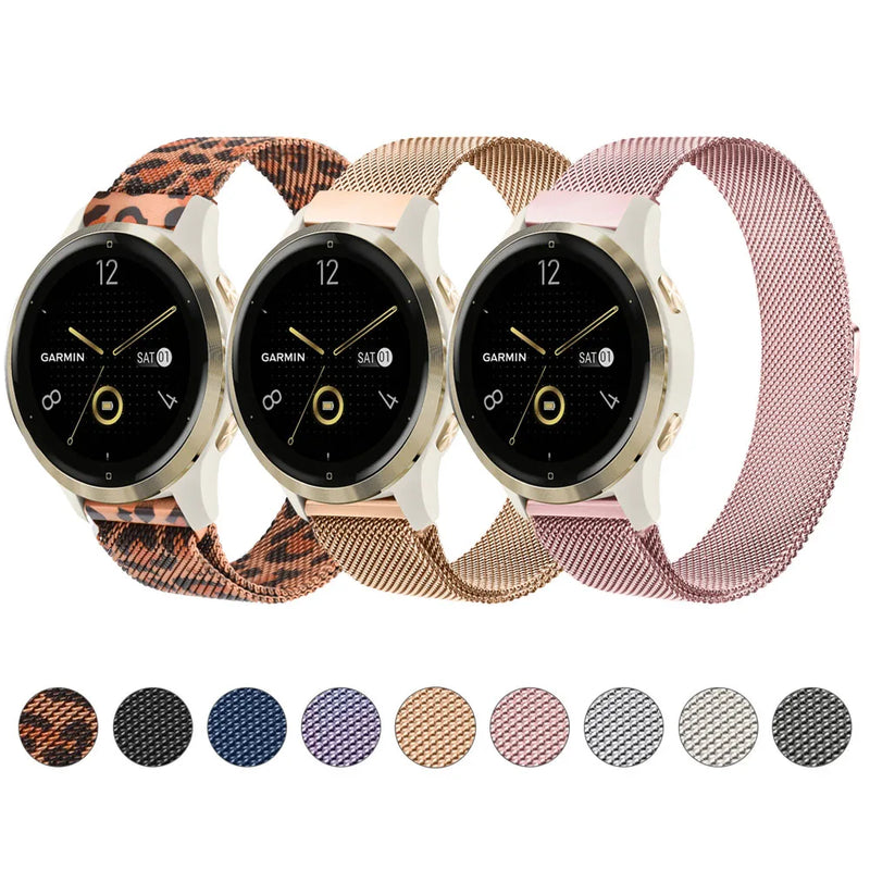 18mm Women's Milanese Metal Strap for Fossil Gen 6, Gen 5E, Garmin Vivoactive 4S