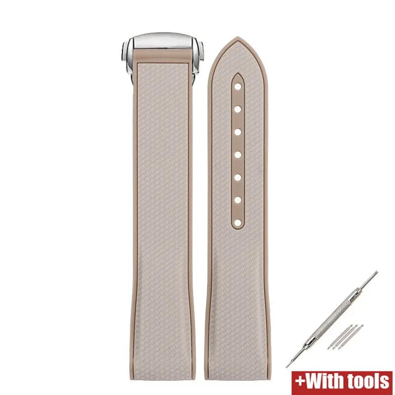 Curved End Strap 20mm for Omega X Swatch MoonSwatch Silicone Rubber Folding Buckle Watch Band