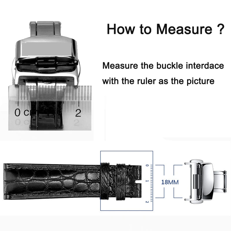 Stainless Steel Butterfly Buckle Watch Band 10-24mm, Polished Clasp V1-V9