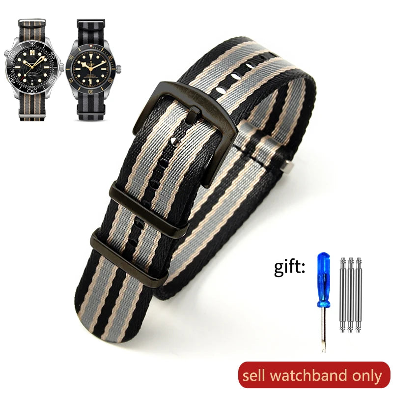 Breathable Soft Nylon Watchband – 20mm & 22mm Strap for Omega, Longines, Seiko, Casio, Mido