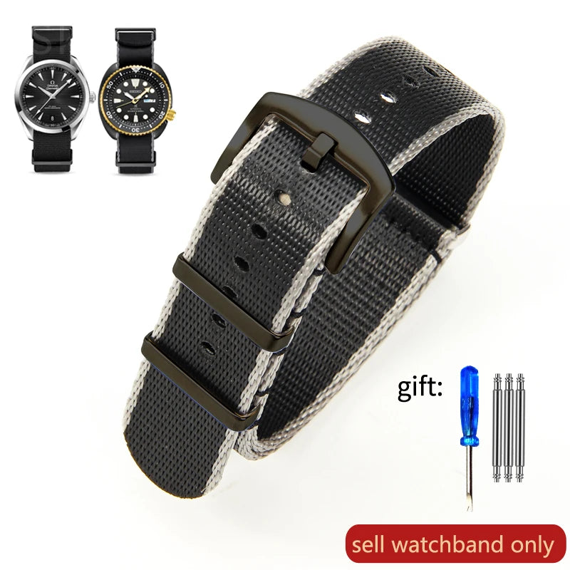 Breathable Soft Nylon Watchband – 20mm & 22mm Strap for Omega, Longines, Seiko, Casio, Mido