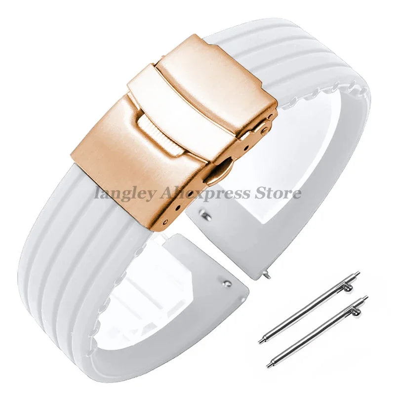 8mm 20mm 22mm 24mm Quick Release Silicone Watchband for Huawei, Fossil, Seiko & More