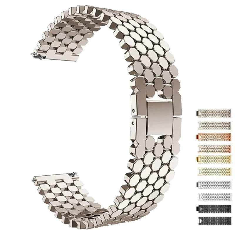 22mm 20mm Stainless Hexagon Style Steel Strap for Samsung Galaxy, Huawei, and Amazfit Watches