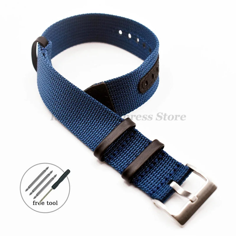 Canvas Nylon Leather Watch Strap for Seiko, Omega, Hamilton - 20mm & 22mm Replacement Wristband