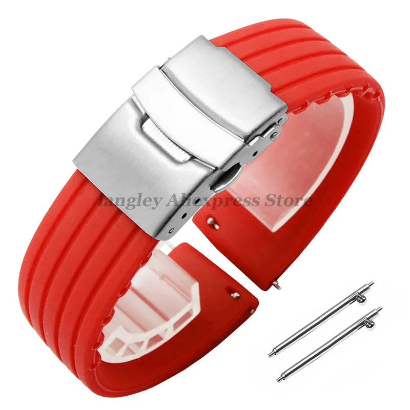 8mm 20mm 22mm 24mm Quick Release Silicone Watchband for Huawei, Fossil, Seiko & More