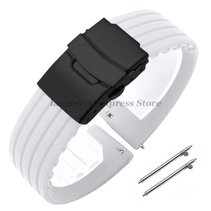 8mm 20mm 22mm 24mm Quick Release Silicone Watchband for Huawei, Fossil, Seiko & More