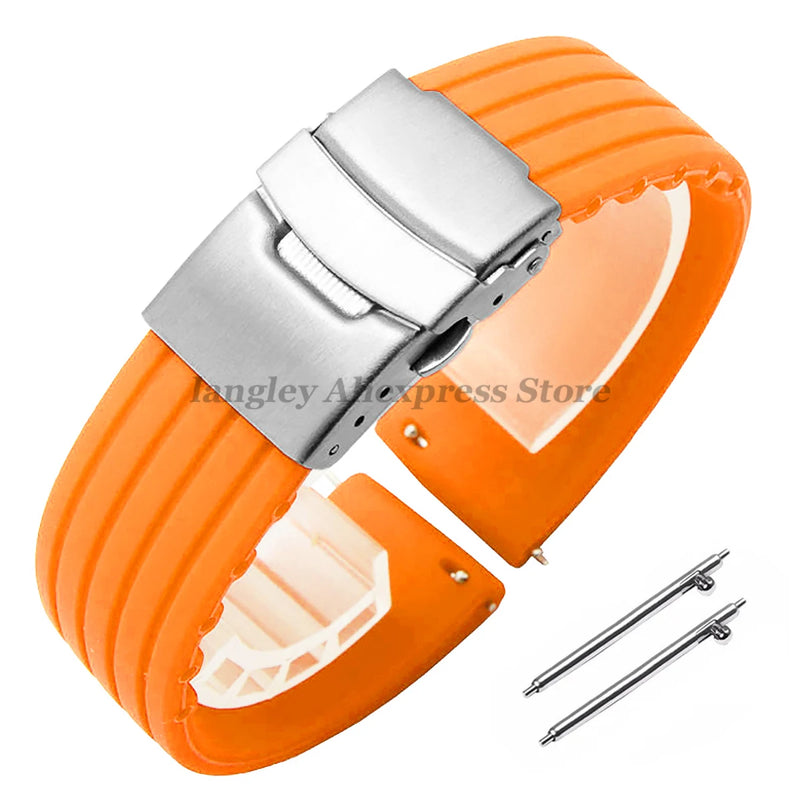 8mm 20mm 22mm 24mm Quick Release Silicone Watchband for Huawei, Fossil, Seiko & More