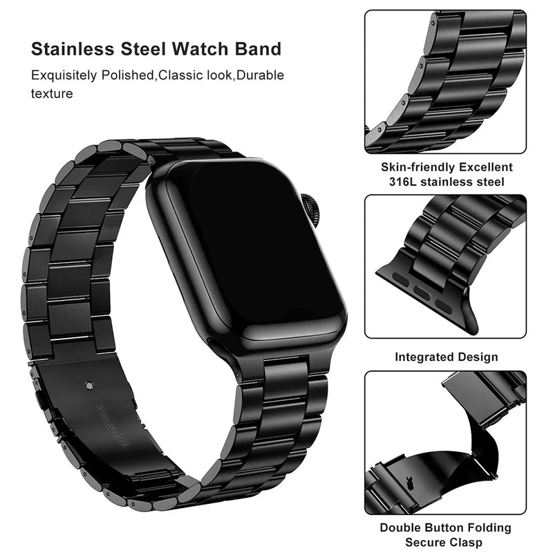 Stainless Steel Bracelet for Apple Watch Strap Ultra Series 9 10 SE 49/46/45/44/42/41/40mm