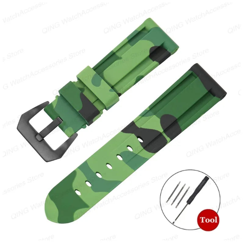 Silicone Watch Strap for Panerai, Omega, Casio – 20mm, 22mm, 24mm, 26mm Band with Metal Pin Buckle