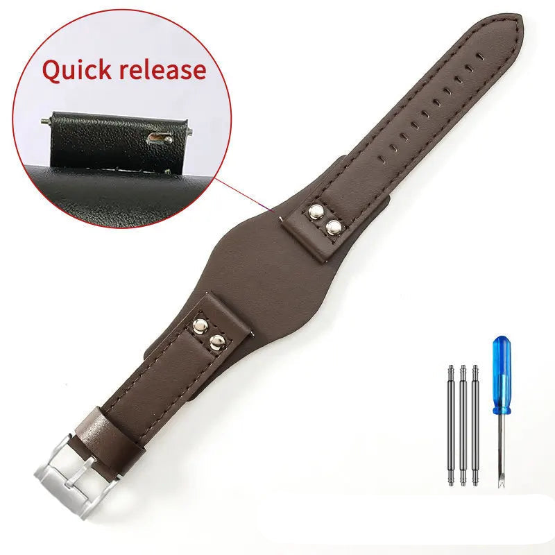 Leather Watch Strap for Fossil CH2564, CH2565, CH2891, CH3051 | 22mm Black & Brown with Rivet Style