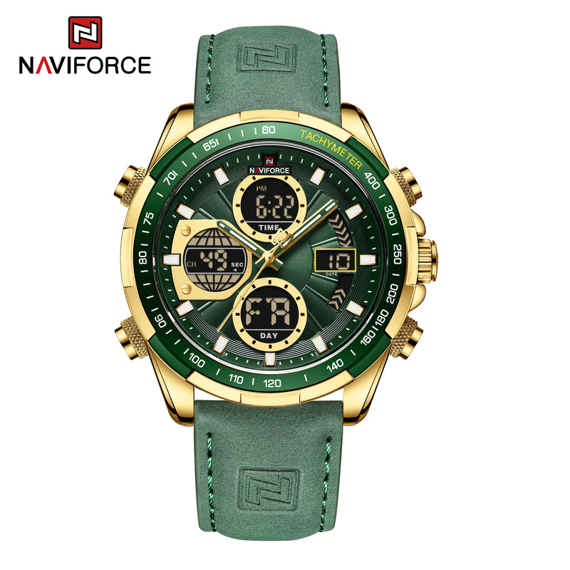 NAVIFORCE NF9197 Mens Luxury Quartz Watch, Chronograph, Leather or Steel, 46mm, Waterproof