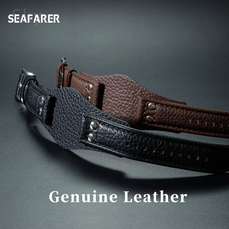 Leather Watch Strap for Fossil CH2564, CH2565, CH2891, CH3051 | 22mm Black & Brown with Rivet Style