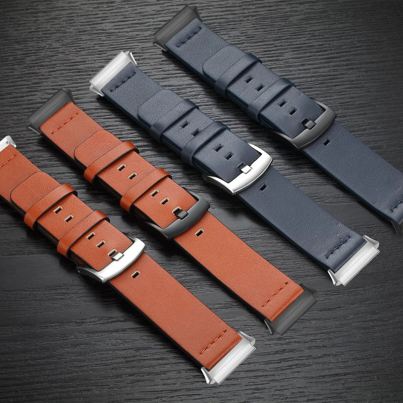 Leather Strap for Fitbit Versa 2/Lite/3/4/Sense, Pin Buckle Smartwatch Band