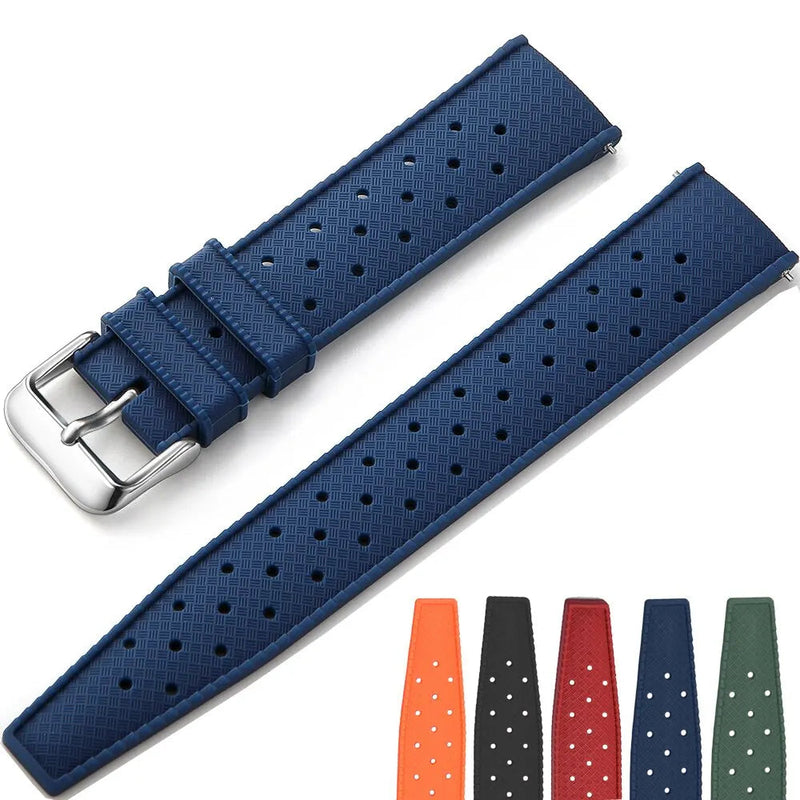 18mm, 20mm, 22mm Tropical Rubber Strap for Oris, Seiko, Citizen - Quick Release Silicone Watch Band